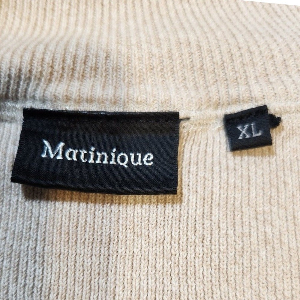 Matinique $128 XL Oatmeal Beige 100%‎ Cotton Full Zip Mock Neck Sweater Jacket - Picture 4 of 13